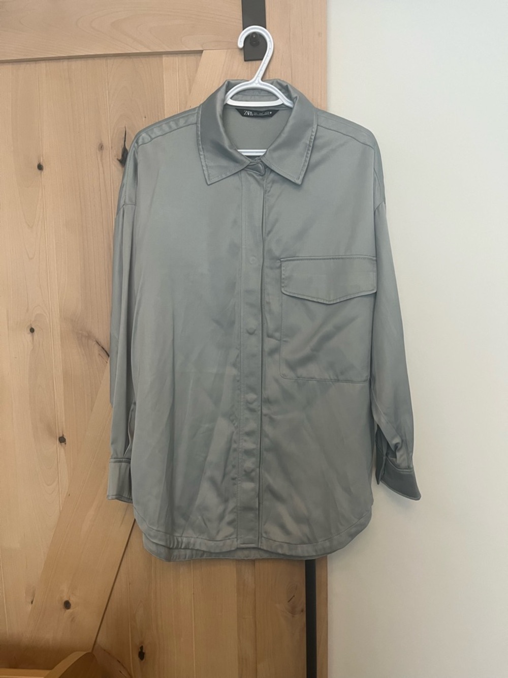 Zara Satin Button-Front Shirt